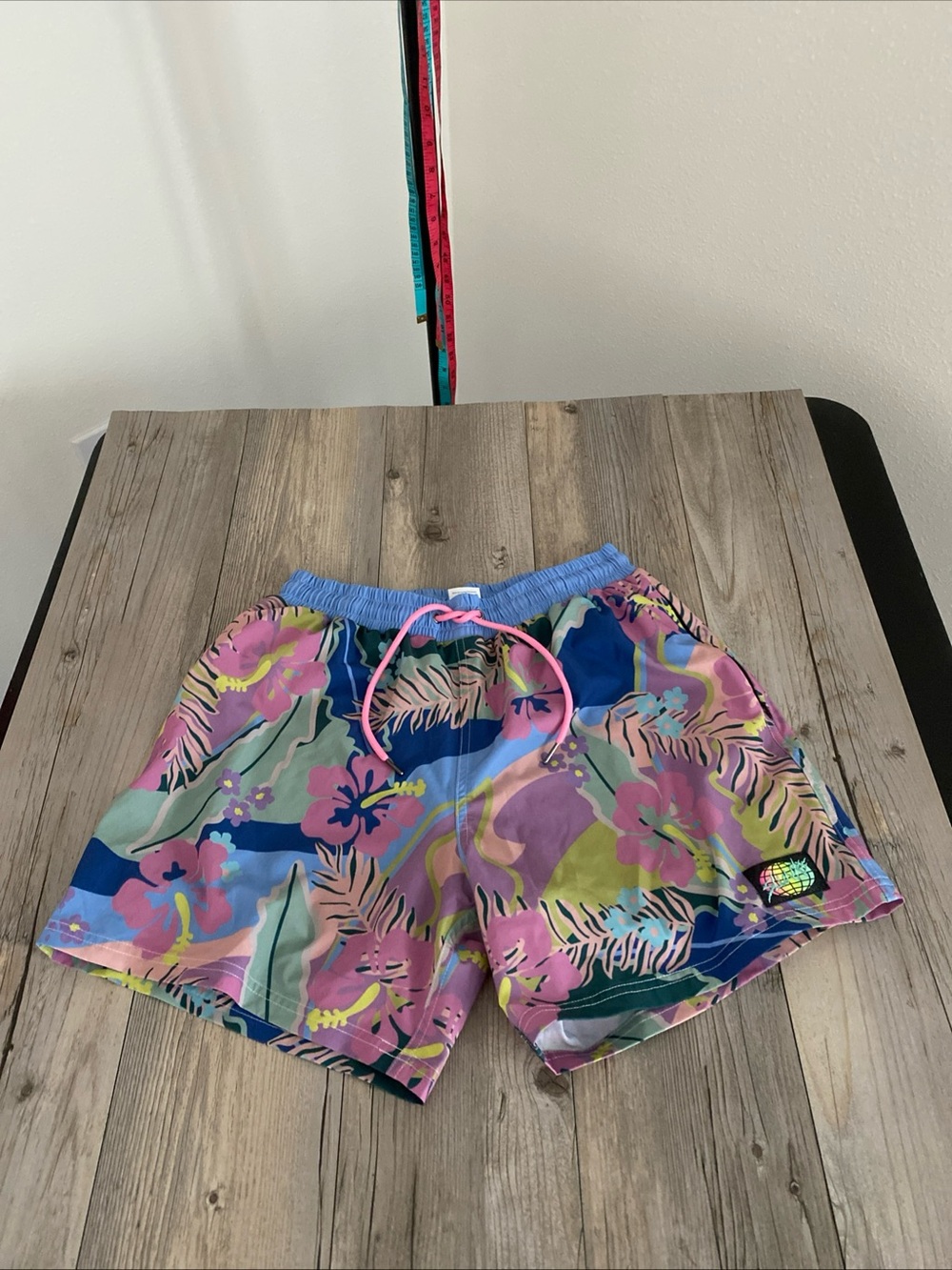 Slunks Volleyball Shorts Tropical Floral Lined Mens Medium